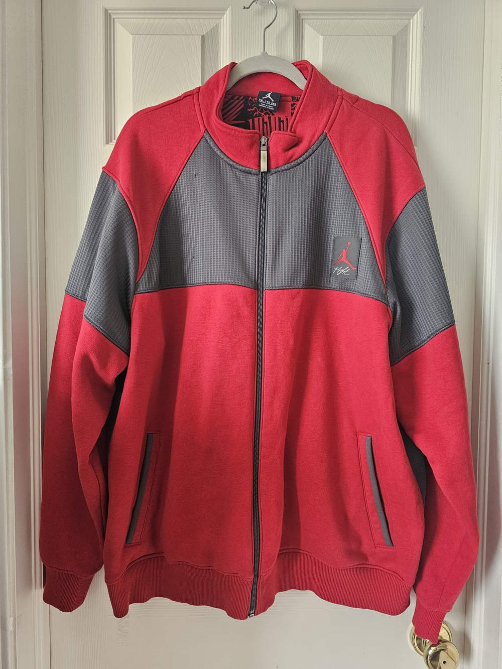 100% AUTHENTIC RARE Jordan Retro IV Fight Track Jacket Sweatshirt Red/Grey Sz2XL